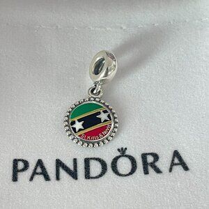Pandora St. Kitts and Nevis Flag Dangle Charm Travel S925 Silver Pendant Dangle